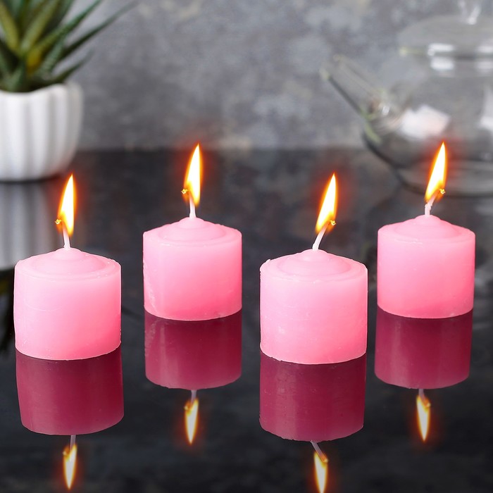 Набор свечей ароматических, 4шт, 3,5х3,5см, роза