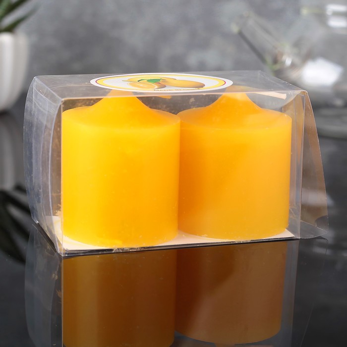 Набор свечей ароматических, 2шт, 5,5х4,5см, лимон