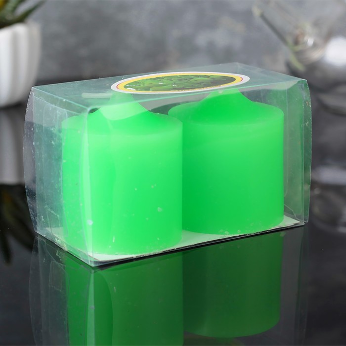 Набор свечей ароматических, 2шт, 5,5х4,5см, яблоко