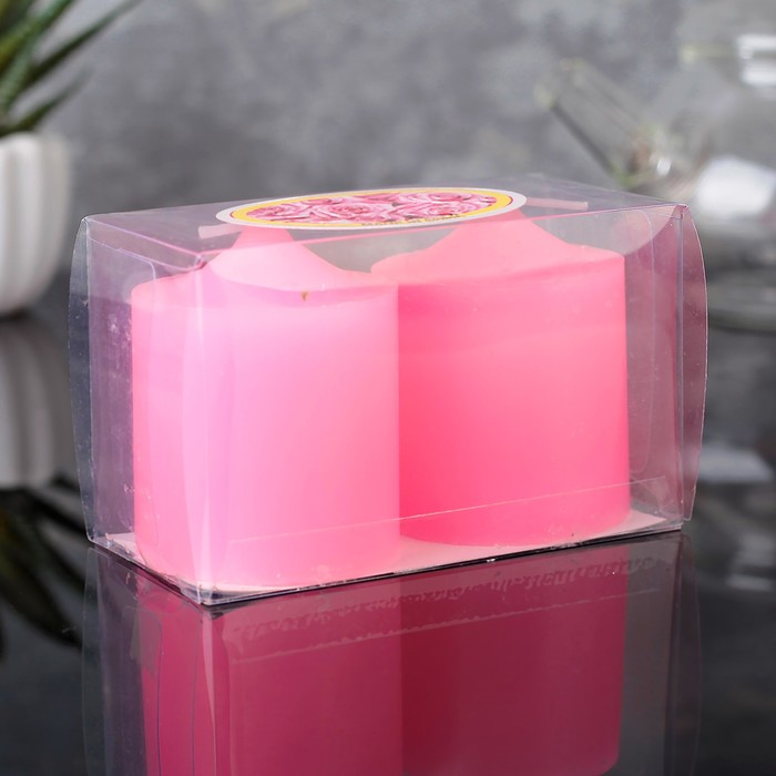 Набор свечей ароматических, 2шт, 5,5х4,5см, роза