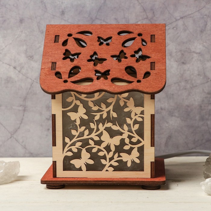 Светильник соляной "Домик с совушками" цельный кристалл