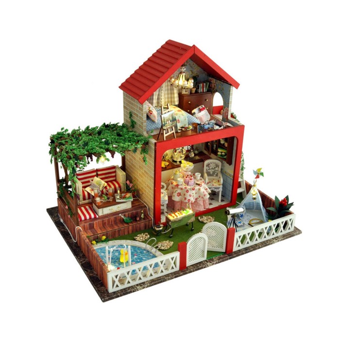 Интерьерный домик - миниатюра, своими руками "Дом творческих натур" со светом