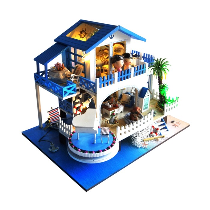 Интерьерный домик - миниатюра, своими руками "Дом на берегу океана" со светом