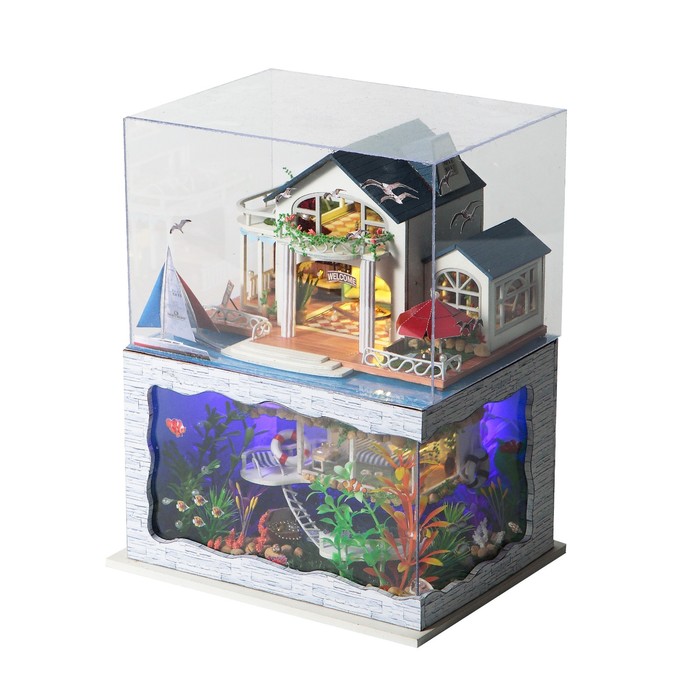 Интерьерный домик - миниатюра, своими руками "Дом с подводными этажами" со светом