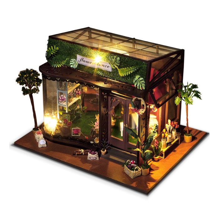Интерьерный домик - миниатюра, своими руками "Танец цветов" со светом