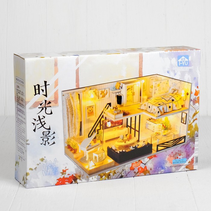 Интерьерный домик - миниатюра, своими руками "Двухуровневая квартира с роялем" со светом