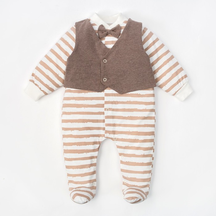 Комбинезон Крошка Я "Костюмчик" полосатый, рост 68-74 см (6-9 мес), 95% хл., 5% эл.