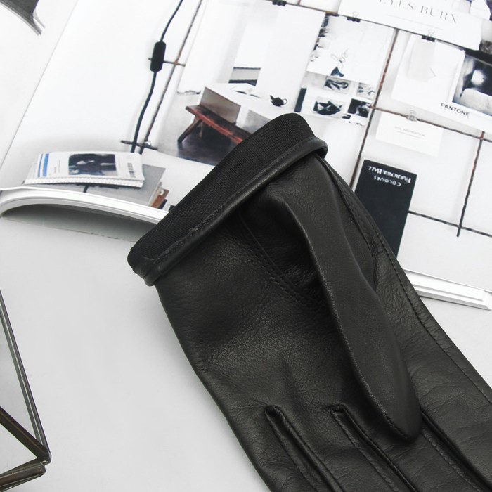 Перчатки женские, размер 17, кожа овцы, подклад трикотаж, цвет чёрный