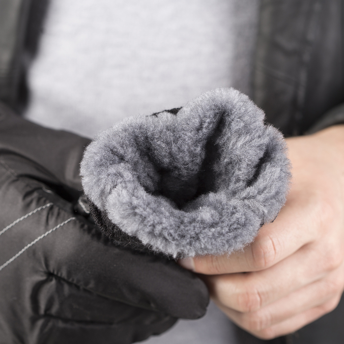 Перчатки мужские, комбинированные, размер 19, свиной хром, подклад искусственный мех, цвет чёрный