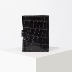 

Обложка для автодокументов и паспорта, с хлястиком, скат, цвет чёрный
