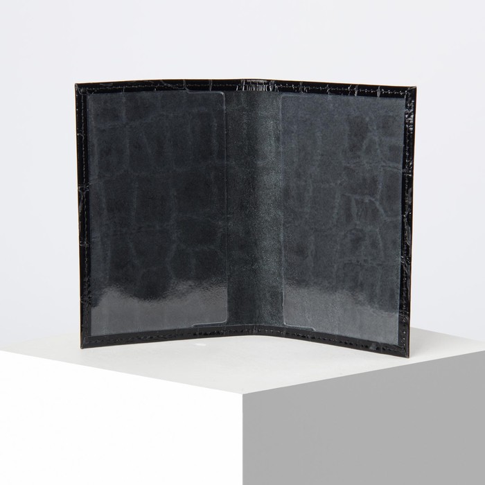 Обложка для паспорта, скат, цвет чёрный