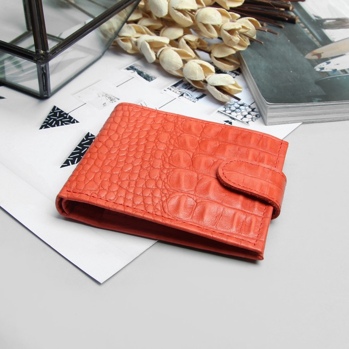 Кошелёк женский, отдел, для карт, для монет, кайман/пулап, цвет алый