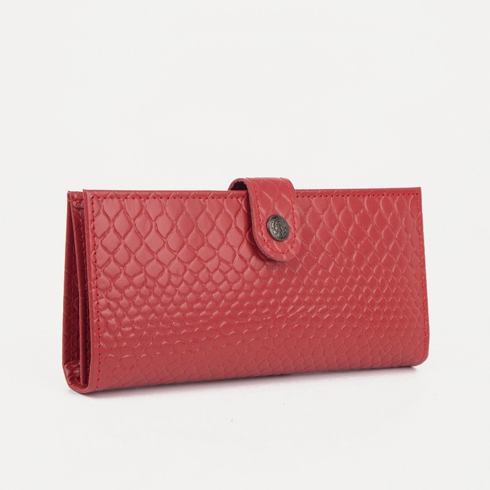 Кошелёк женский, отдел, для карт, для монет, крокодил/питон, цвет красный