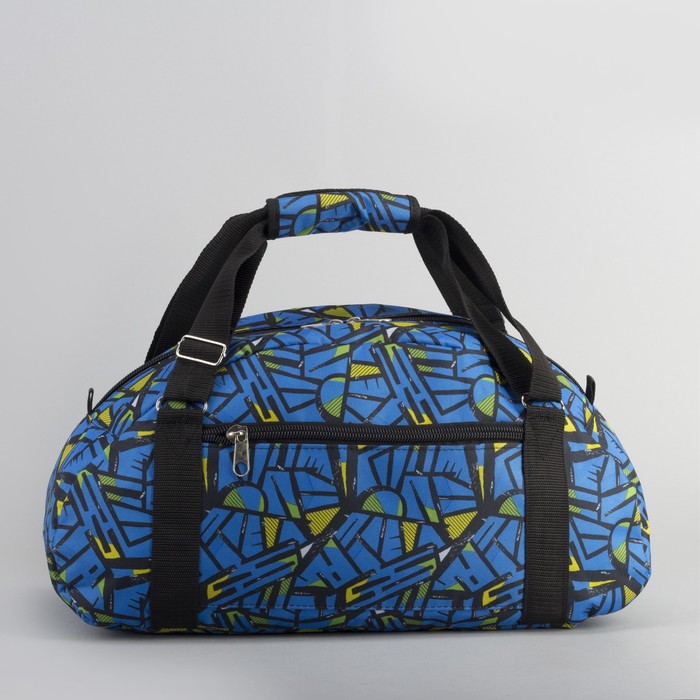 Сумка спортивная для фитнеса «Треугольники», 1 отдел, нар карман, цвет васильковый/желтый