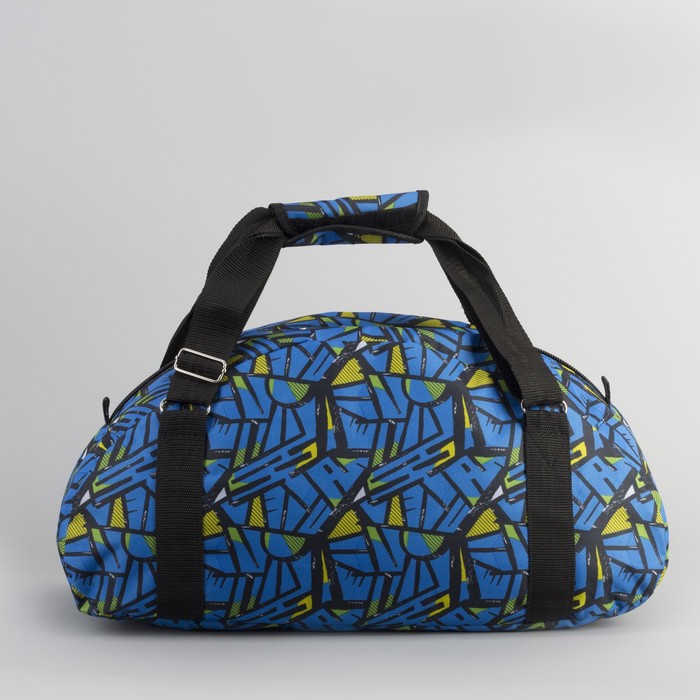 Сумка спортивная для фитнеса «Треугольники», 1 отдел, нар карман, цвет васильковый/желтый