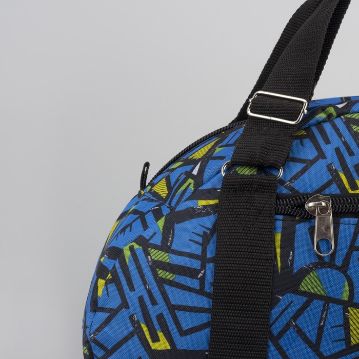 Сумка спортивная для фитнеса «Треугольники», 1 отдел, нар карман, цвет васильковый/желтый