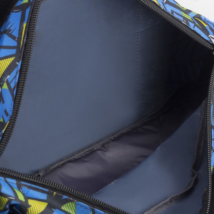 Сумка спортивная для фитнеса «Треугольники», 1 отдел, нар карман, цвет васильковый/желтый