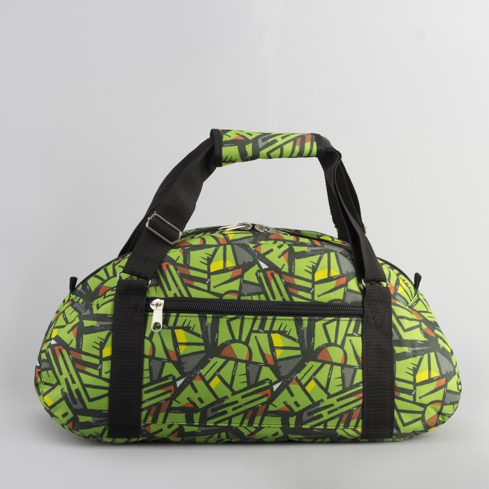 Сумка спортивная для фитнеса «Треугольники», 1 отдел, нар карман, цвет салатовый/серый
