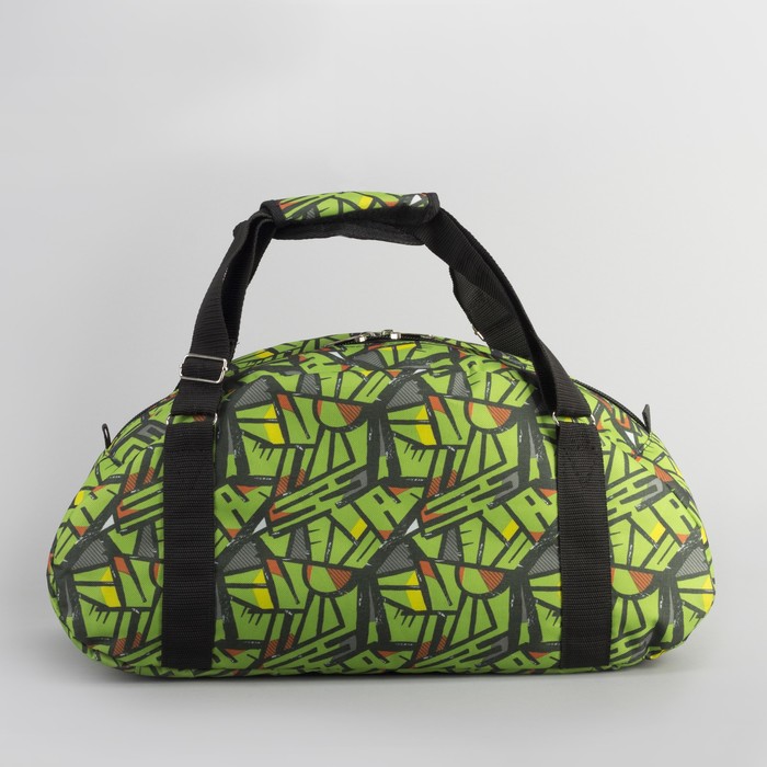 Сумка спортивная для фитнеса «Треугольники», 1 отдел, нар карман, цвет салатовый/серый