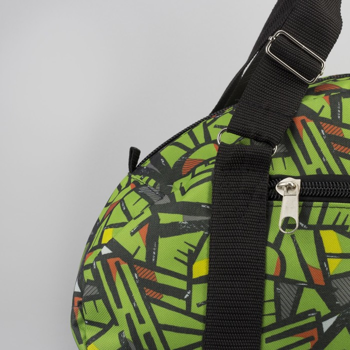 Сумка спортивная для фитнеса «Треугольники», 1 отдел, нар карман, цвет салатовый/серый