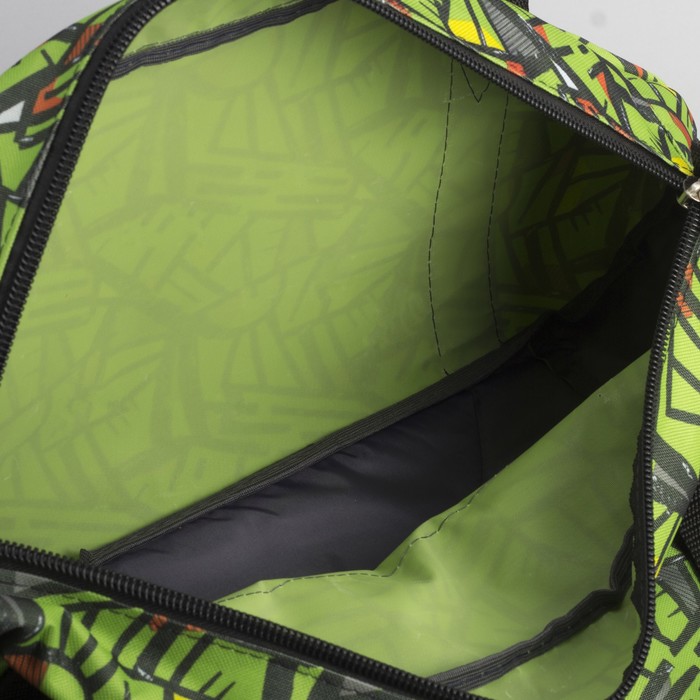 Сумка спортивная для фитнеса «Треугольники», 1 отдел, нар карман, цвет салатовый/серый