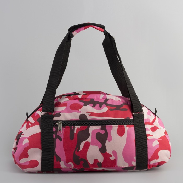 Сумка спортивная для фитнеса «Камуфляж», 1 отдел, нар карман, цвет красный/розовый