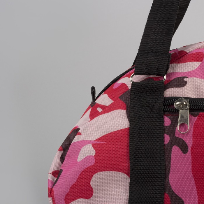 Сумка спортивная для фитнеса «Камуфляж», 1 отдел, нар карман, цвет красный/розовый