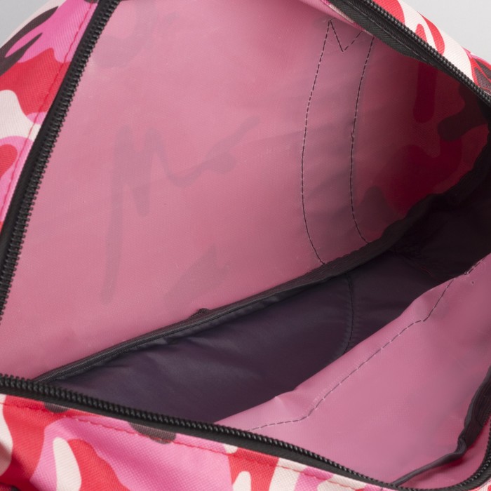 Сумка спортивная для фитнеса «Камуфляж», 1 отдел, нар карман, цвет красный/розовый