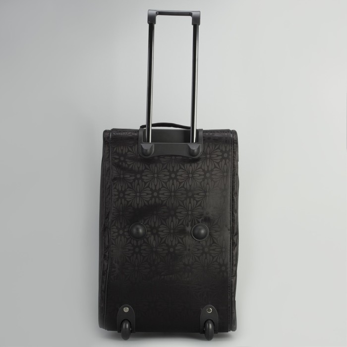 Сумка дорожная на колёсах «Ромашки», 1 отдел, 3 наружных кармана, ремень, цвет чёрный