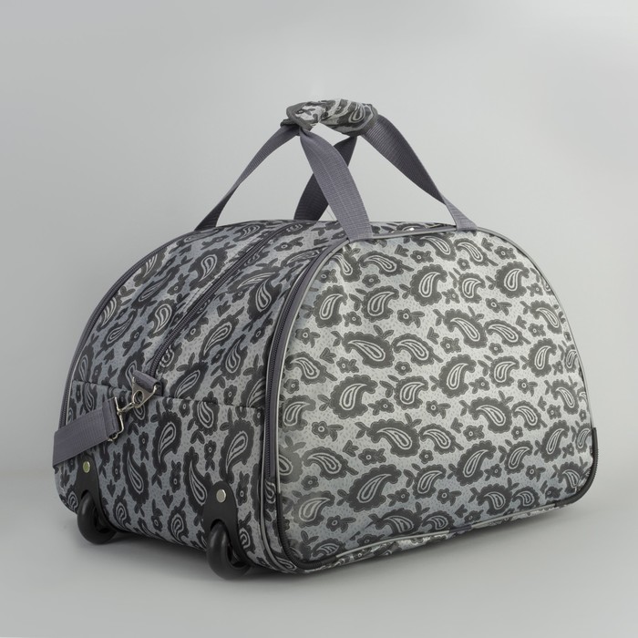 Сумка дорожная на колёсах, 1 отдел, 3 наружных кармана, ремень, цвет серый