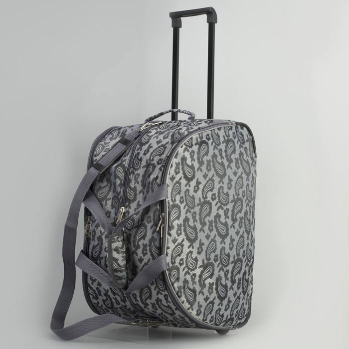 Сумка дорожная на колёсах, 1 отдел, 3 наружных кармана, ремень, цвет серый