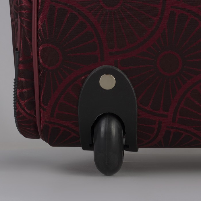 Сумка дорожная на колёсах «Ромашки», 1 отдел, 3 наружных кармана, ремень, цвет бордовый