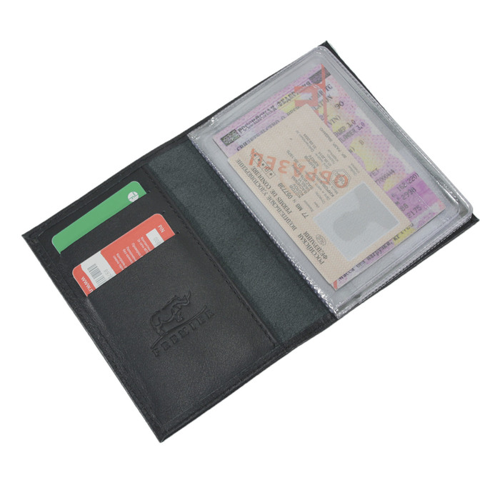 Обложка автодокументов, размер 9,5х0,5 см, цвет чёрный матовый