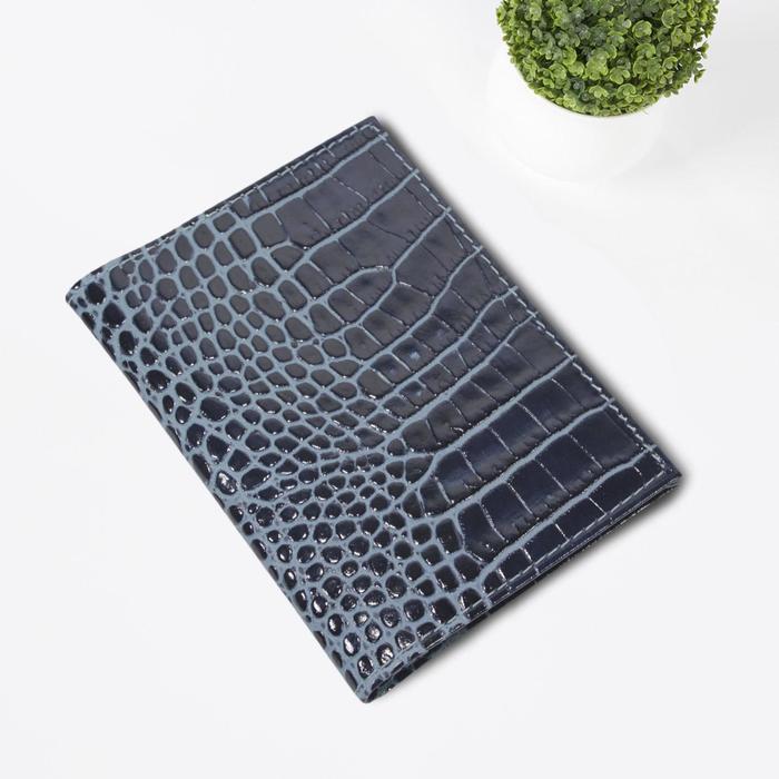 Обложка автодокументов, размер 9,5х0,5 см, цвет бирюза аллигатор