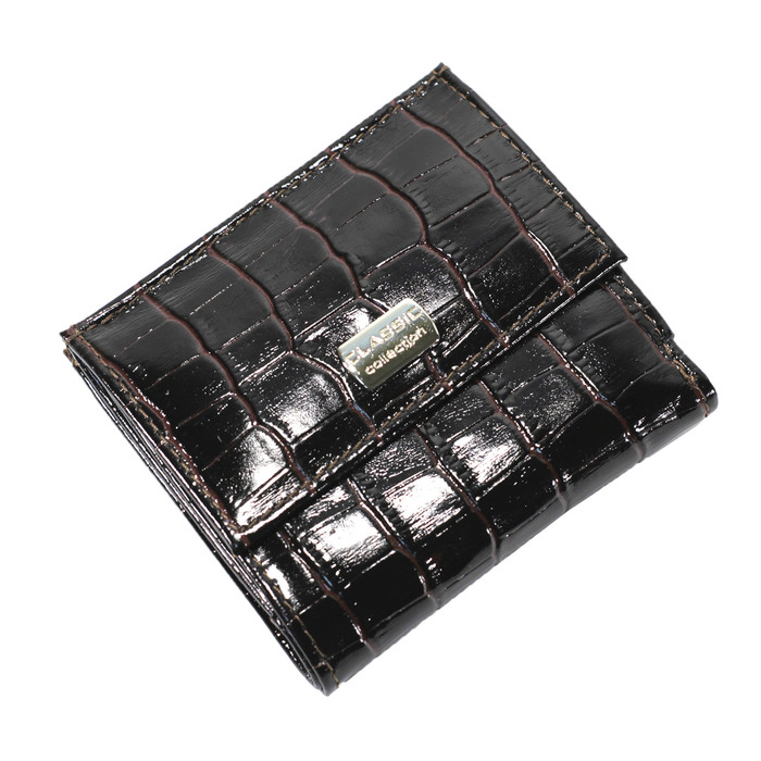 Кошелёк женский, размер 10,3х2,5 см, цвет коричневый тёмный крокодил
