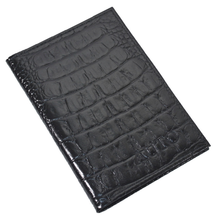 Обложка автодокументов, размер 9,8х1 см, цвет чёрный кайман