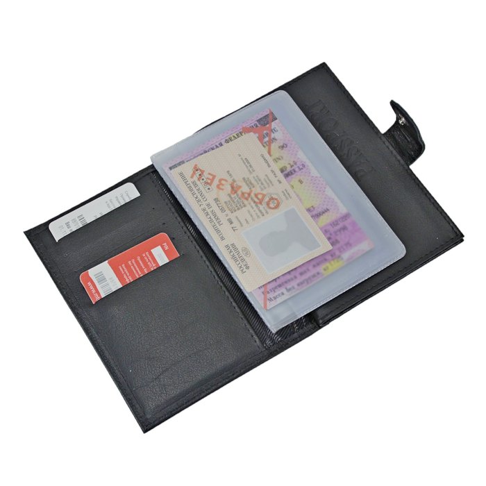 Обложка автодокументов, размер 10х2 см, цвет чёрный орфей