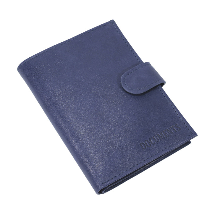 Обложка автодокументов, размер 10х2 см, цвет синий крек