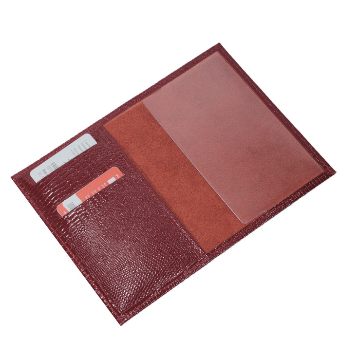 Обложка для паспорта + карточки, размер 19,4х0,3 см, цвет красный игуана