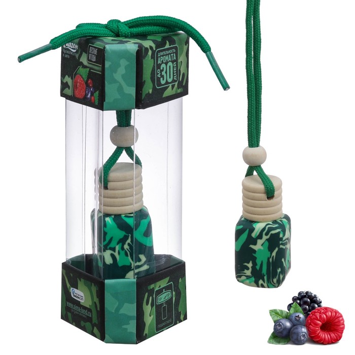 Ароматизатор в авто бутылочка в тубусе "Лесные ягоды", 12,5 х 5 см