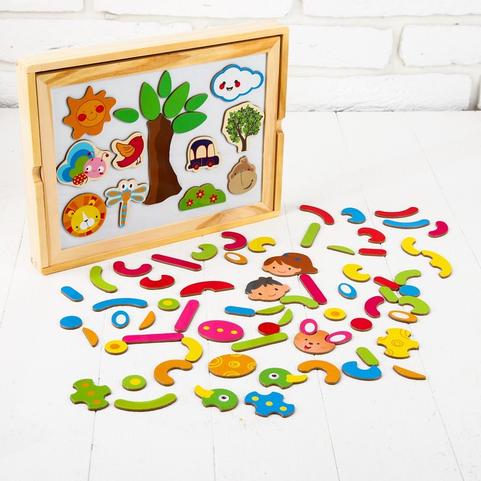 Магнитный конструктор в коробке "Зверята в лесу"