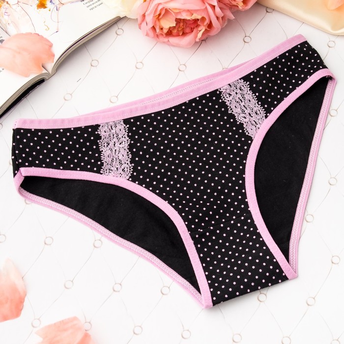 Трусы женские слипы Collorista (горошек), размер 40-42 (XL), цвет чёрный/розовый