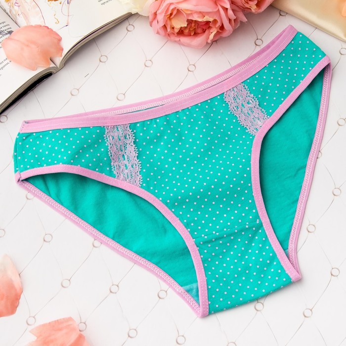 Трусы женские слипы Collorista (горошек), размер 42-44 (XXL), цвет бирюзовый/розовый