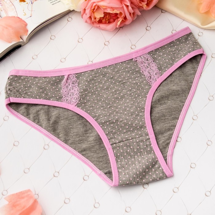 Трусы женские слипы Collorista (горошек), размер 40-42 (XL), цвет серый/розовый