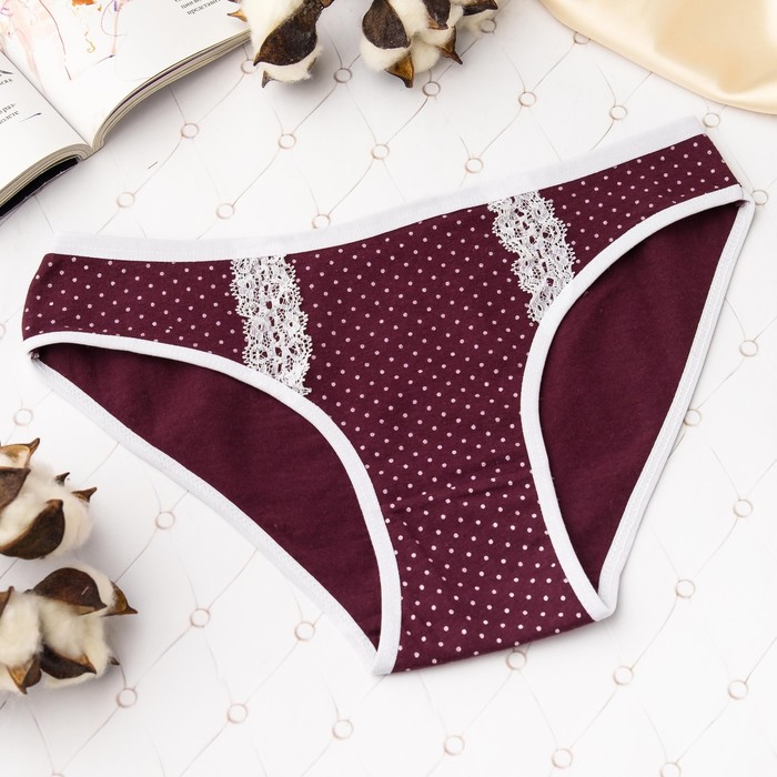 Трусы женские слипы Collorista (горошек), размер 44-46 (XXXL), цвет бордовый/белый