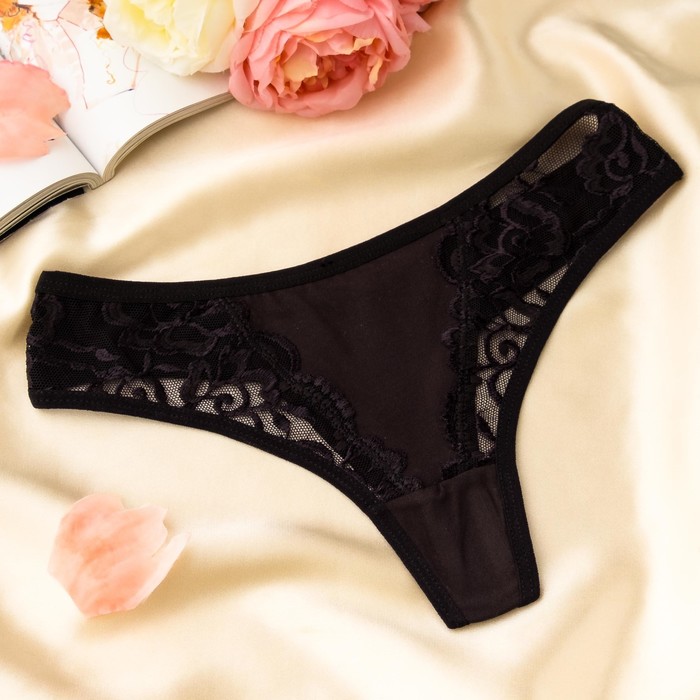 Трусы женские стринги Collorista (кружево), размер 40-42 (XL), цвет чёрный