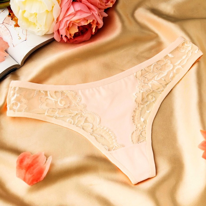 Трусы женские стринги Collorista (кружево), размер 42-44 (XXL), цвет бежевый