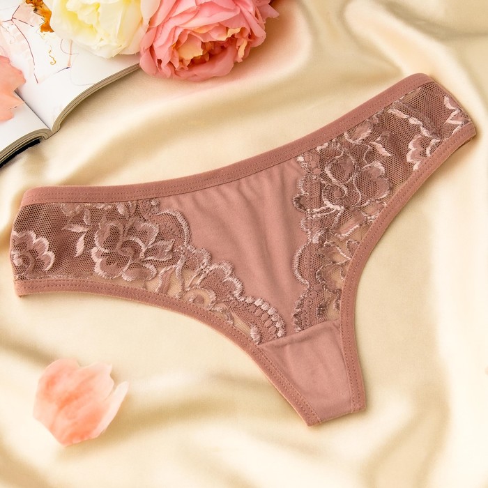 Трусы женские стринги Collorista (кружево), размер 44-46 (XXXL), цвет коричневый