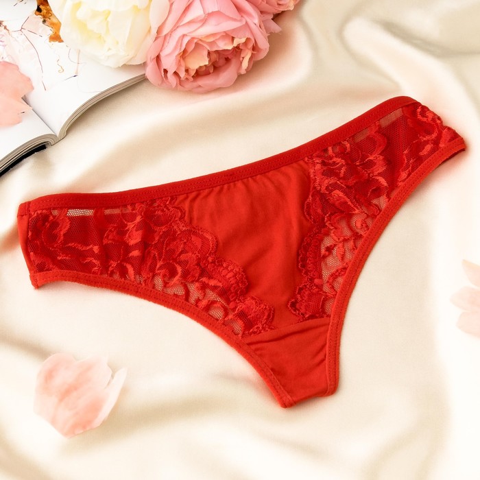 Трусы женские стринги Collorista (кружево), размер 42-44 (XXL), цвет красный