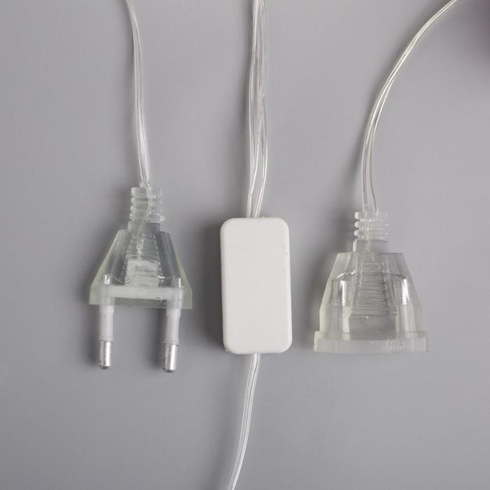 НИТЬ с насадками 5 м "Розы синие" 7 см, Н. С. УМС вилка, 20 LED-220V, фиксинг, ТЕПЛЫЙ БЕЛЫЙ